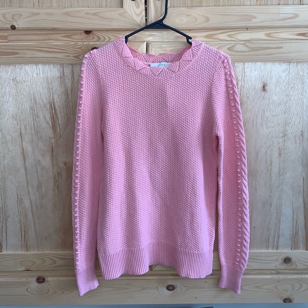 Loft NWT pink bubble knit pullover cardigan sweater size XS